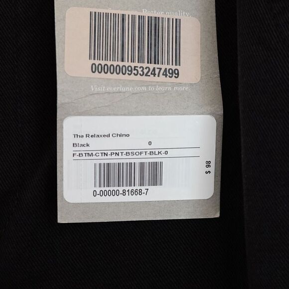 Everlane The Relaxed Chino Black Size 0 NWT - Picture 10 of 12